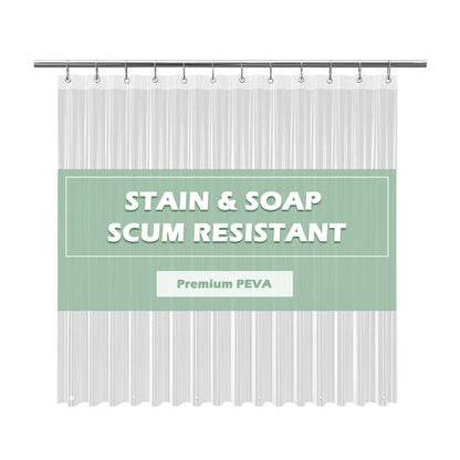 EHZNZIE Shower Curtain Liner Heavy Duty PEVA, Shower Liner 72x72 Inches, Waterproof, No Chemical Smell with 12 Rust Proof Metal Grommets for Bathroom Shower Curtain, Clear