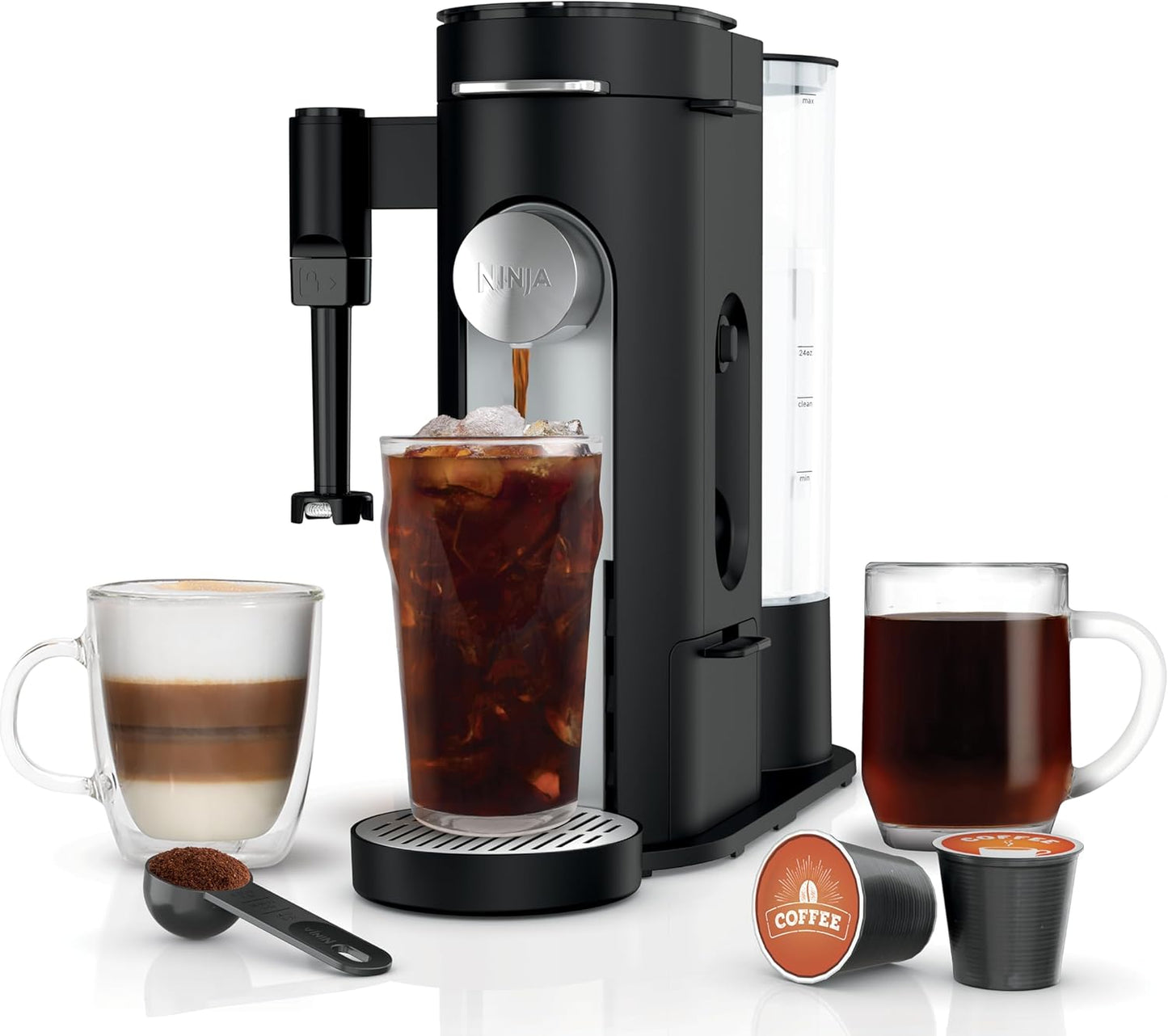 Ninja Coffee Maker - Single Serve Brewing with Pods & Grounds | 4 Brew Styles, 24oz Cup Size, Black | PB051