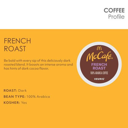 McCafe French Roast Coffee K-Cup Pods - Dark Roast, Single Serve, 60 Count (6 Packs of 10)