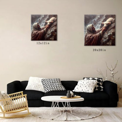 Jesus and Lamb Canvas Wall Art - Inspiring Christian Decor for Living Room, Bedroom, or Office