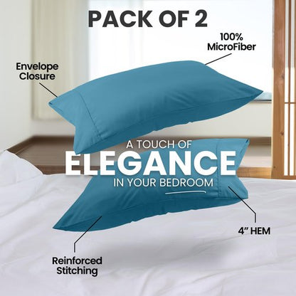 Utopia Bedding Pillow Cases Standard Size 2-Pack – Soft Brushed Microfiber – Envelope Closure – Perfect for Hospitals, Hotels, Guest Rooms – Oeko-TEX Certified, 20x26 Inches (Denim Blue)