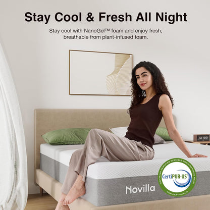 Novilla Twin Mattress - 10 Inch Gel Memory Foam for Cool Sleep & Pressure Relief | Medium Plush