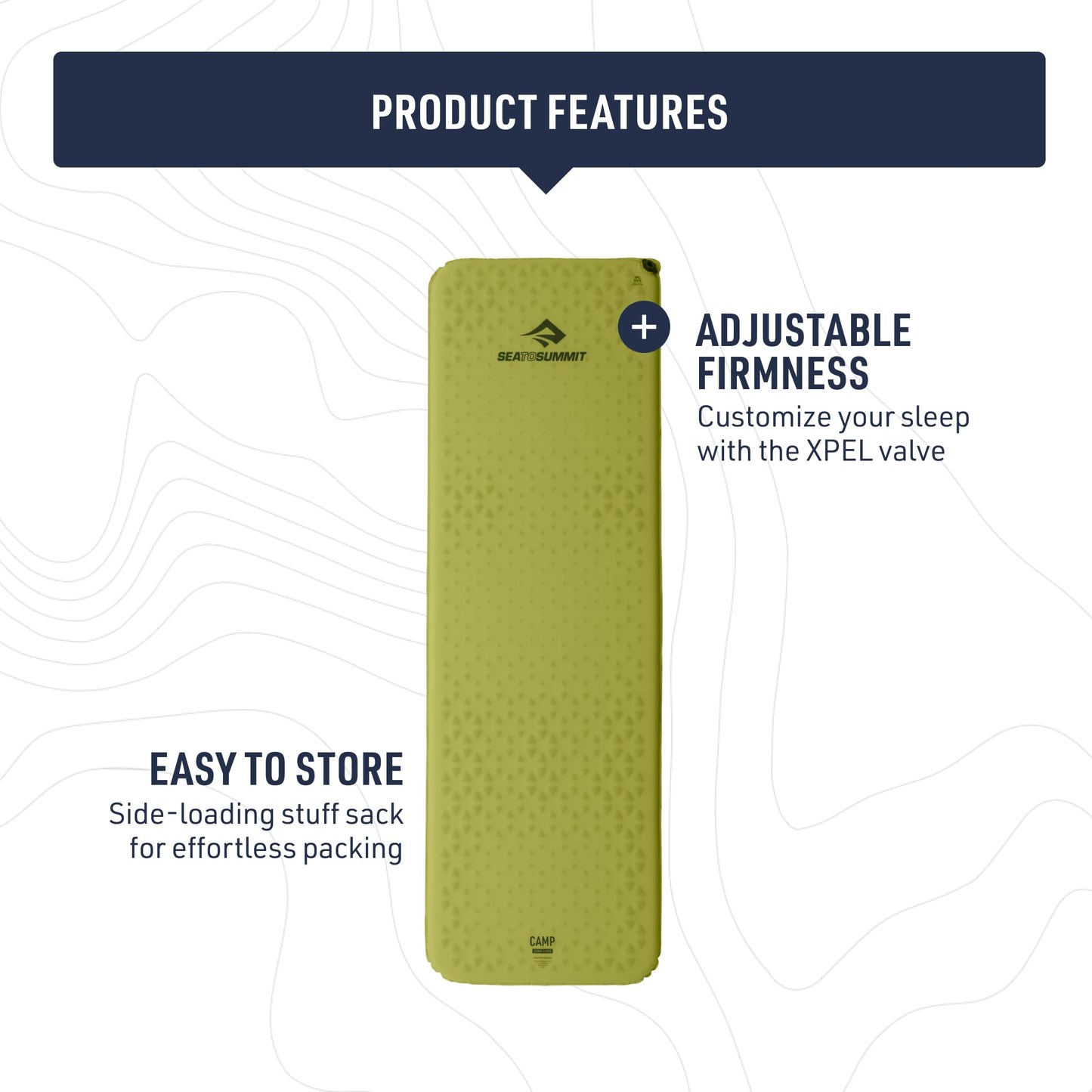 Sea to Summit Camp Self-Inflating Foam Sleeping Mat for Camping and Backpacking - Tapered - Regular (72 x 22 x 1.5 inches)