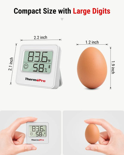ThermoPro TP357 Digital Hygrometer Indoor Thermometer of 260FT, Bluetooth Thermometer Humidity Meter with Smart App, Room Thermometer Humidity Gauge with Temperature Humidity Sensor