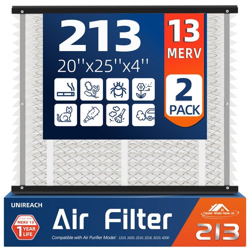 2 Pack 213 Replacement Air Filter, MERV 13,Actual Size: 20.47"x25.6"x3.94", Nominal Size: 20''x25''x4'', HVAC Furnace Filter, Compatible with AprilAire Models 1210, 1620, 2210, 2216, 3210, 4200