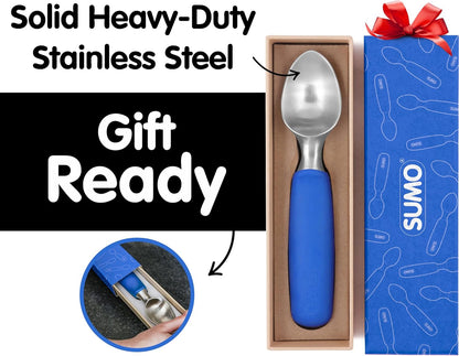 SUMO Stainless Steel Ice Cream Scoop - Ergonomic Handle for Effortless Scooping | Dishwasher-Safe, Comfortable Grip - Blue