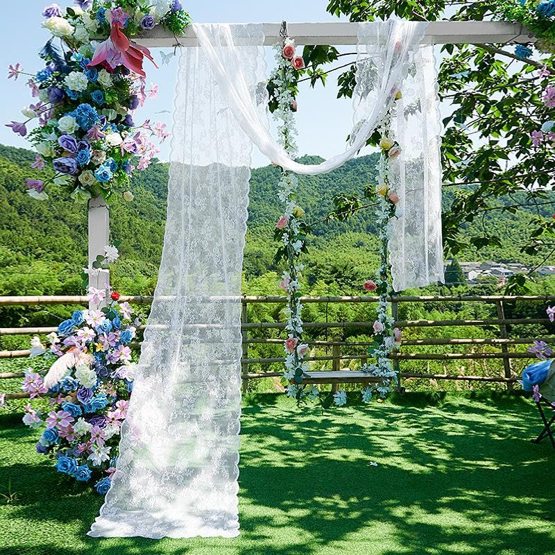 Wine Red Lace Canopy for Bedroom & Wedding Decor - 275W x 40L