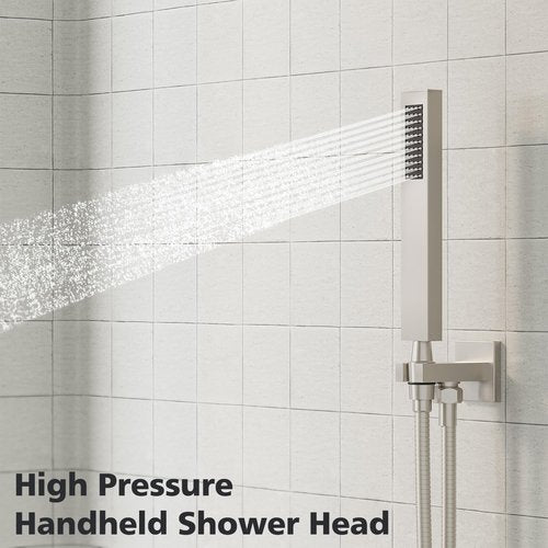Gabrylly Shower System Brushed Nickel, Rain Shower head with handheld Shower Spray Combo, Rainfall Shower Faucet Set Complete, High Pressure 10" Stainless Steel Shower Valve Set