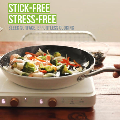 ValenCera TeChef Collection | 12" Ceramic Nonstick Frying Pan Skillet, Nontoxic - Free of PFAS, PFOA, PTFE, Made in Korea (12-in)