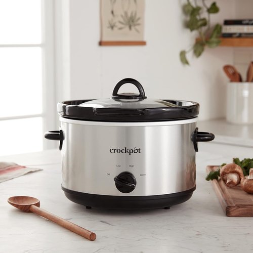 Crock-Pot 5-Quart Manual Slow Cooker - Smudgeproof Design with Dipper | Sleek Silver Finish