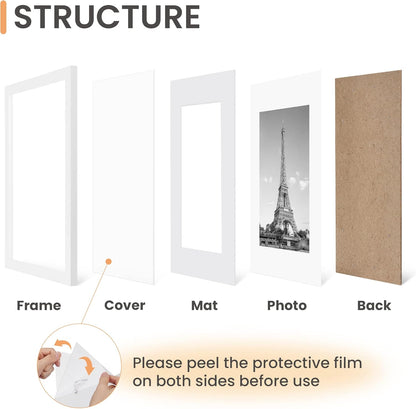 Upsimples 11x14 Picture Frame Set of 5 - Display 8x10 or 11x14 Photos | Elegant White Wall Gallery Frames