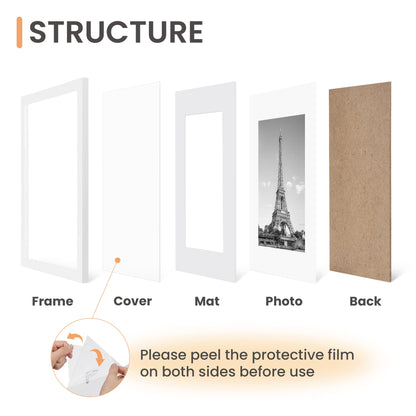 upsimples 13x19 Picture Frame Set of 5, Display Pictures 11x17 with Mat or 13 x 19 Without, Wall Gallery Poster Frames, White