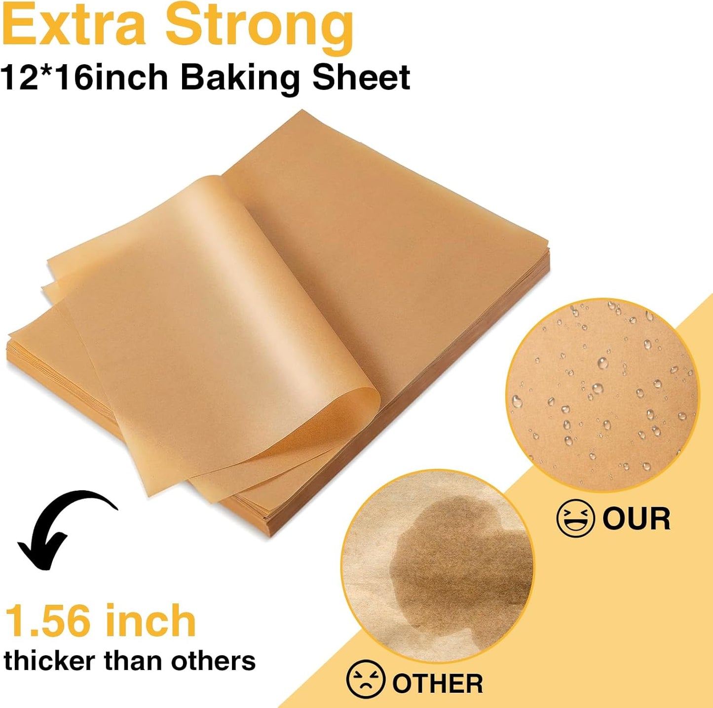 OAMCEG Parchment Paper Sheets - 400 PCS Unbleached Non-Stick 12x16 Inch for Baking & Grilling