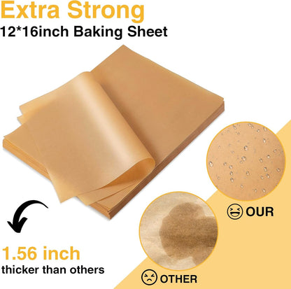 OAMCEG Parchment Paper Sheets - 400 PCS Unbleached Non-Stick 12x16 Inch for Baking & Grilling