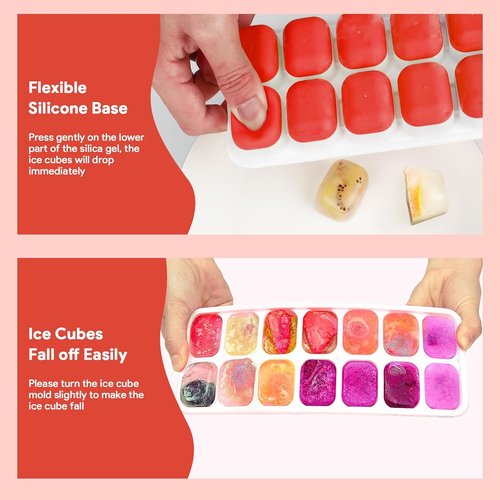 Airabc Silicone Ice Cube Trays - Easy-Release 14-Cube Design | BPA-Free & Stackable with Removable Lid