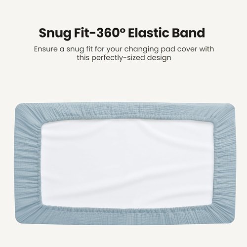 Konssy Waterproof Muslin Changing Pad Cover - Soft Quilted Cotton Sheets for Boys & Girls | 2 Pack (Star, Blue)