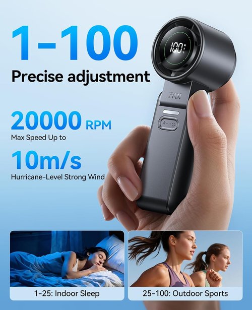 DIGIX Mini Portable Handheld Fan - USB Rechargeable Personal Cooling Device with 100 Speeds & 120° Rotation | Black