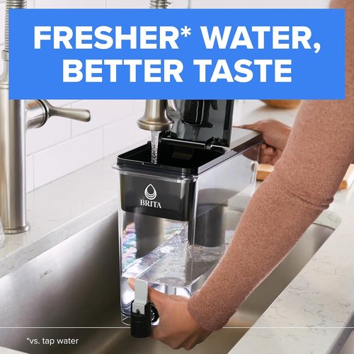 Brita 27-Cup Water Filter Dispenser - NSF Certified Elite Filter Removes 99% Lead & Contaminants | BPA-Free Black