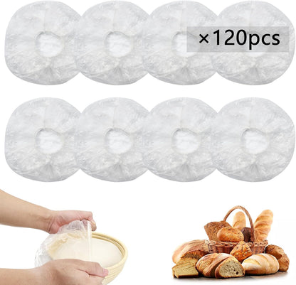 Skiennix 120pcs Shower Caps - Reusable Bowl Covers for Sourdough Bread Proofing | Elastic Plastic Design