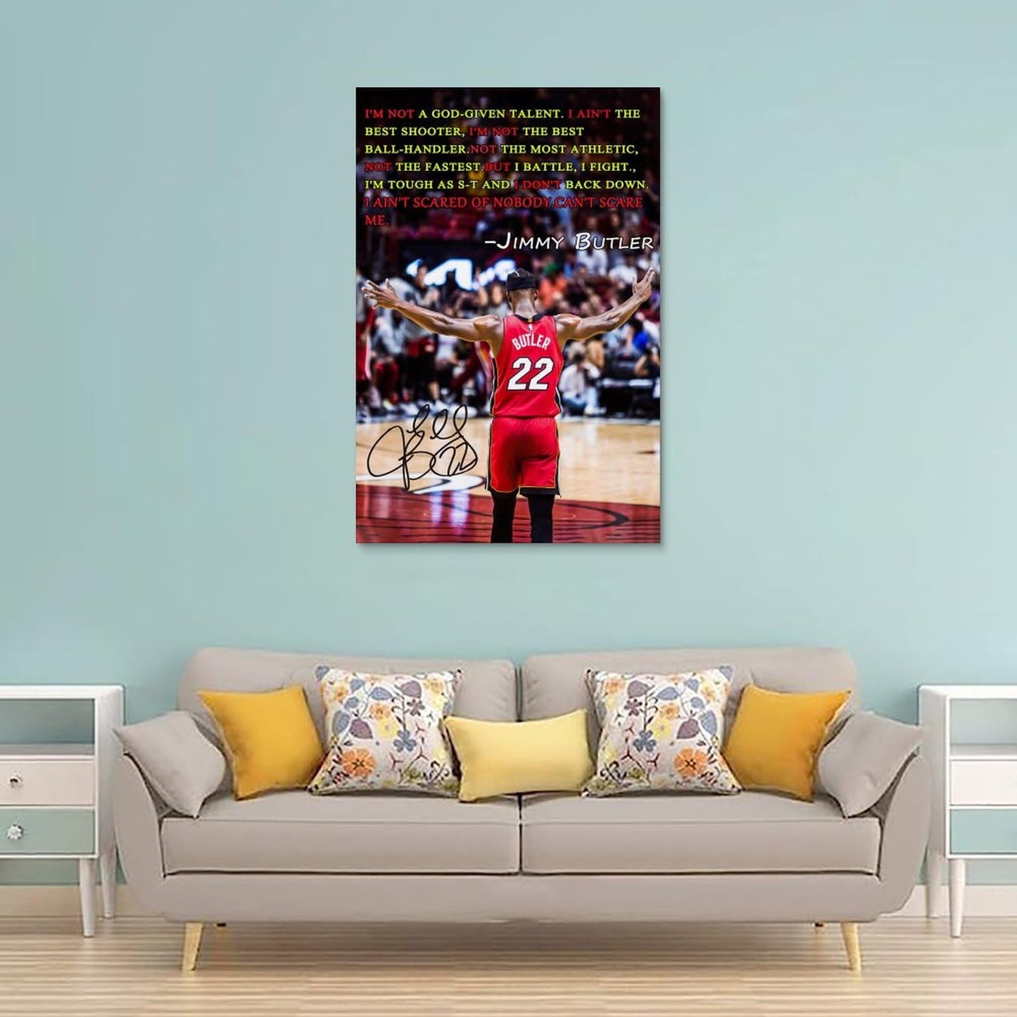 SERECPIA Sports Star Jimmy Butler Signed Inspirational Poster Decorative Painting Canvas Wall Art Living Room Aesthetic Posters For Boys Bedroom Teens Room. Unframe-style, 12x18inch(30x45cm)