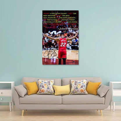 SERECPIA Sports Star Jimmy Butler Signed Inspirational Poster Decorative Painting Canvas Wall Art Living Room Aesthetic Posters For Boys Bedroom Teens Room. Unframe-style, 12x18inch(30x45cm)