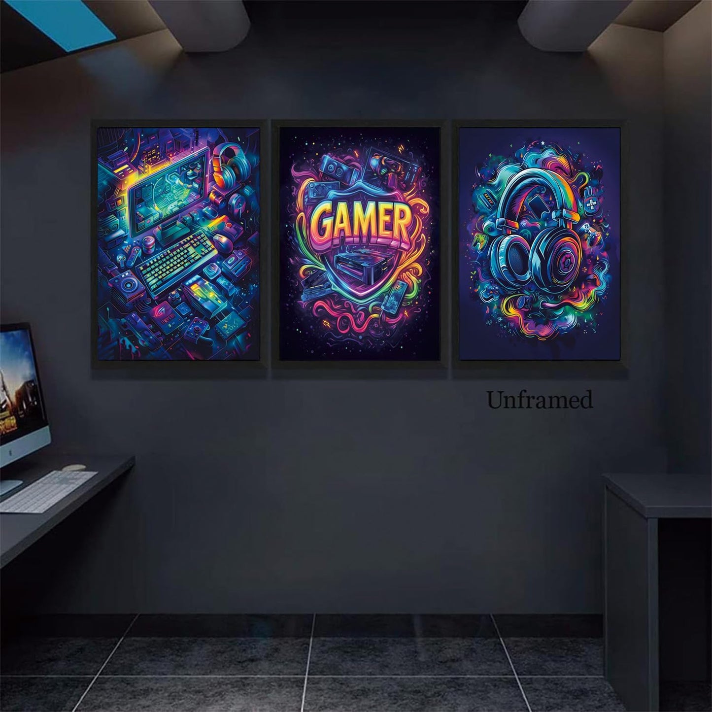 Yolbcdr Gaming Posters - Set of 3 Cool Video Game Wall Art Prints | Unframed 16x24in Canvas Decor