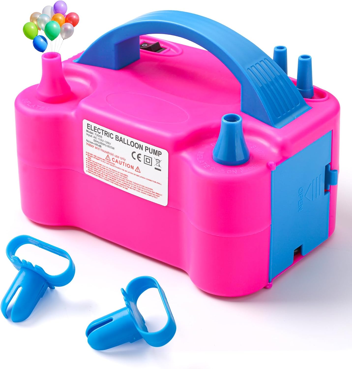 Voircoloria Electric Balloon Pump - Portable Dual Nozzle Inflator with Tying Tools | 110V 600W for Parties