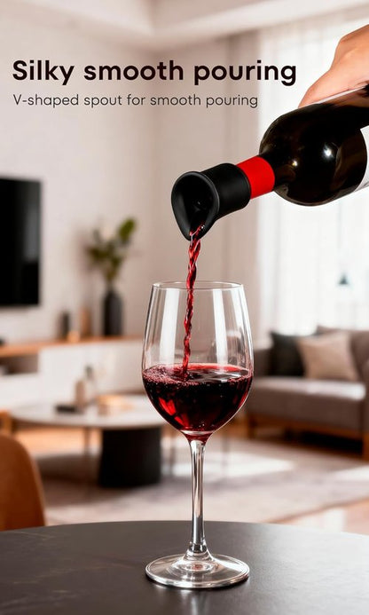 4pcs Black Wine Stopper，Red Wine Saver for Red Wine, Baijiu and Champagne with Filtration Pouring Function