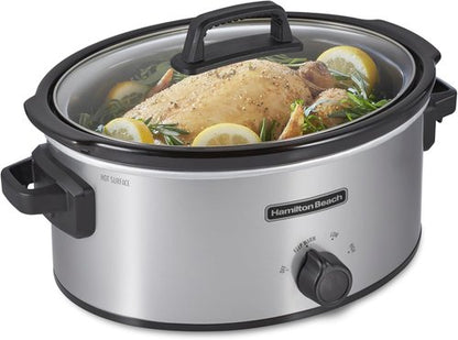 Hamilton Beach 6-Quart Slow Cooker - 3 Cooking Settings, Dishwasher-Safe Stoneware & Glass Lid
