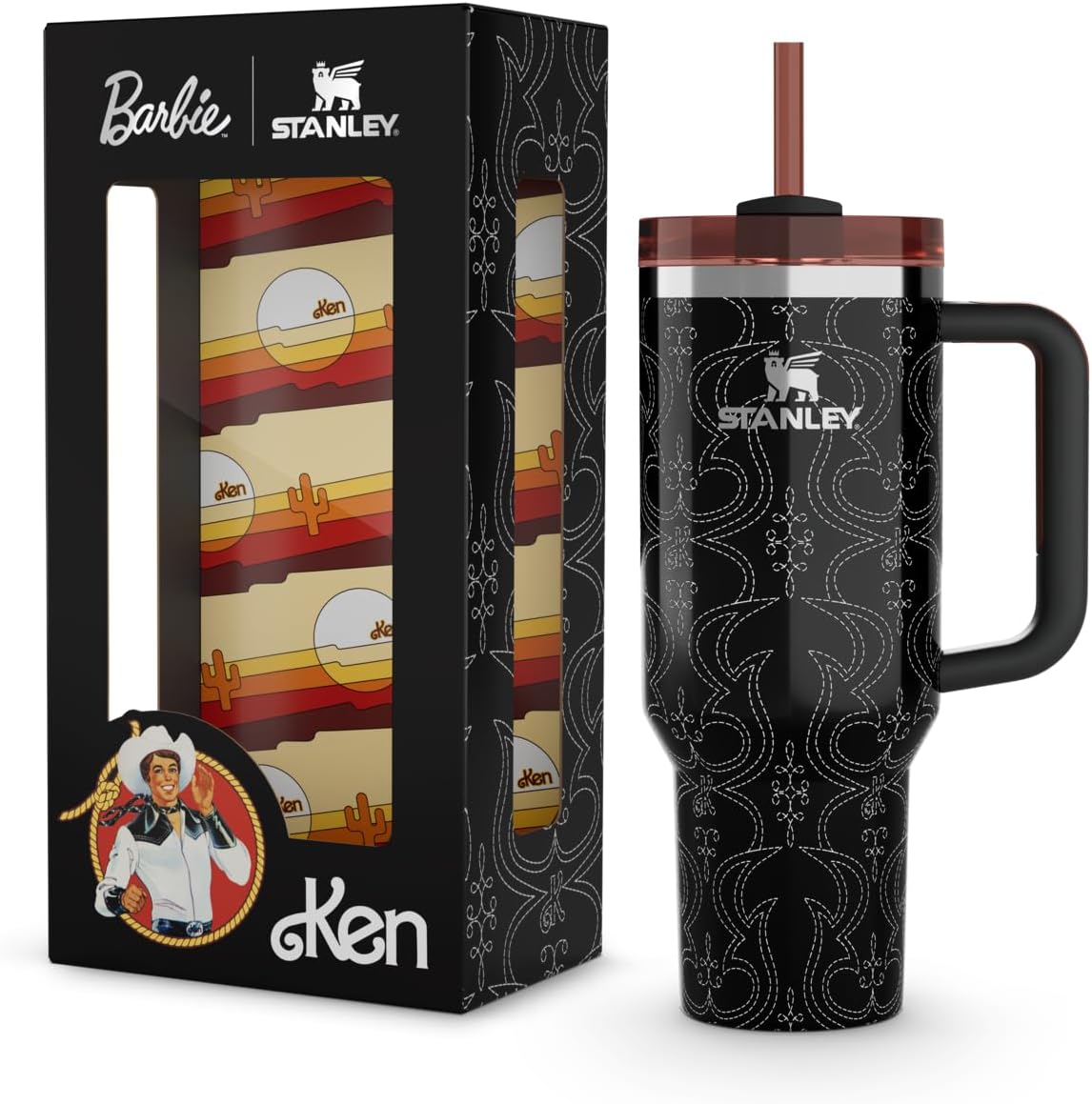 Stanley x Barbie™ 40 Oz Quencher - Retro '80s Western Ken Design for Hydration On-the-Go