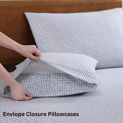 LANE LINEN RV Queen Bed Sheets Set - 100% Organic Cotton Sheets Short Queen Size, 4Pc Cooling Sheets for Bed, Hotel Luxury Bed Sheets Set, RV Queen Size Bed Set deep Pockets Upto 15" - Polka Dot