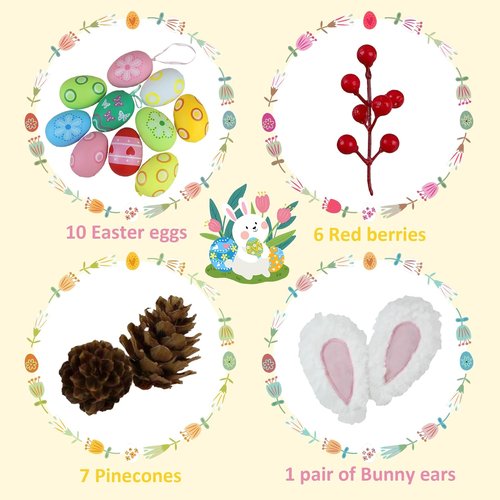 Allesgute Easter Decorations - 1Pc Artificial Egg Flower Table Ornament with Bunny Ears | Perfect for Home Decor & Spring Celebrations
