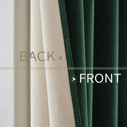 MIULEE 100% Blackout Linen Curtains - Thermal Insulated Emerald Green Drapes | 52 x 96 Inch (2 Panels)