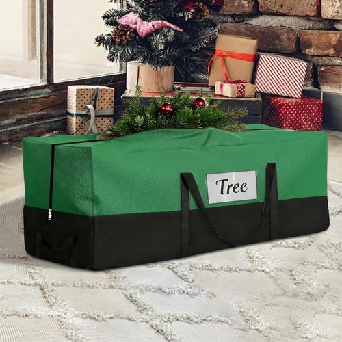 Christmas Tree Storage Bag by [Brand Name] - Heavy Duty 600D Oxford Container for 10-12 Ft Trees | Durable Handles & Transparent Pocket