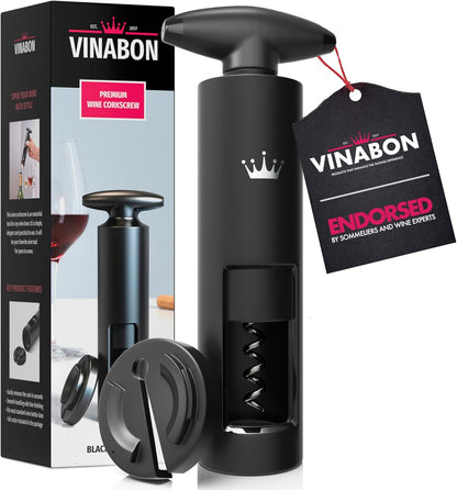 VINABON Self-Pulling Wine Opener - Updated 2026 Professional-Quality Twister Wine Corkscrews with Wine Foil Cutter - Manual Easy-Turn Wine Bottle Opener Corkscrew. Includes WineGuide Ebook