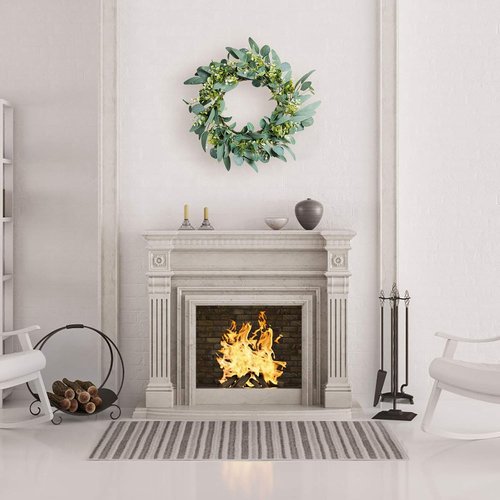 Eucalyptus Wreath - 19'' Green Spring & Summer Decor | Artificial Farmhouse Indoor & Outdoor Mini Wreath