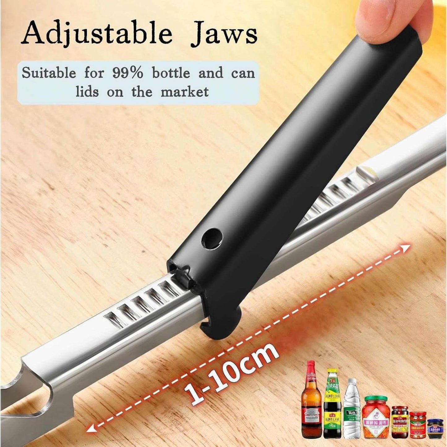 Skiennix Stainless Steel Jar Opener - Ergonomic Long Handle for Seniors & Arthritis Relief