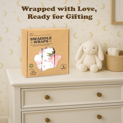 Bublo Baby Swaddles - Adjustable Infant Sleep Sack 3-Pack | Soft Organic Cotton for Newborns (Hearts-Flowers)