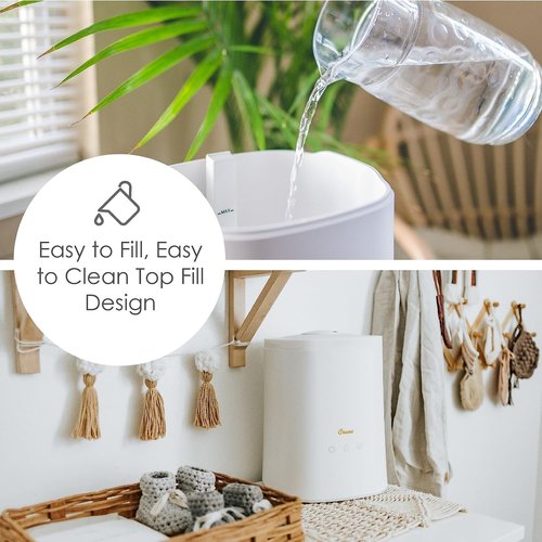 Crane Ultrasonic Cool Mist Humidifier - 1.2 Gallon Essential Oil Diffuser with Nightlight & Auto Shut-Off