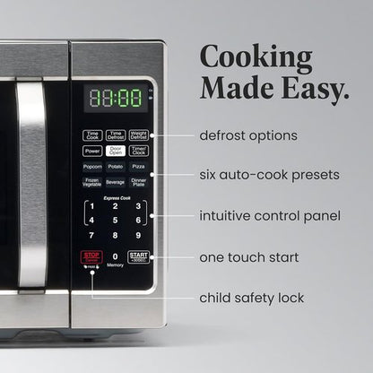 Farberware 0.7 Cu. Ft. Microwave Oven - 700 Watts, Auto Cook, Defrost, Easy Clean | Stainless Steel