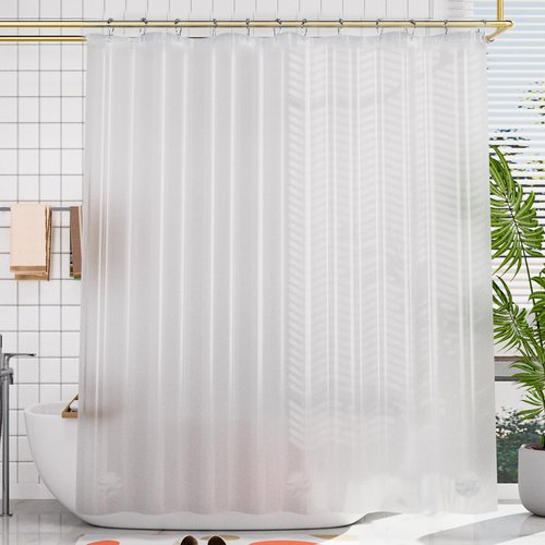 AmazerBath 72x96 Shower Curtain Liner Plastic, Extra Long Shower Curtain Thick PEVA, Frosted Bathroom Curtain Liner 96 Length, Heavy Duty Shower Curtain with 3 Weighted Stones and 12 Grommet Holes
