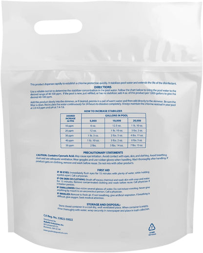 Pool Mate Premium Pool Stabilizer - 4 Pounds Concentrated Cyanuric Acid for Longer Lasting Chlorine