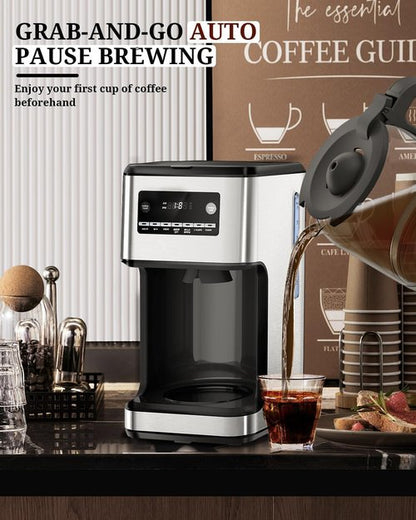 Kismile 14-Cup Programmable Coffee Maker - Stainless Steel, Self-Cleaning, Timer & Reusable Filter