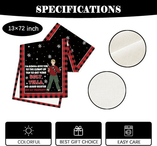 Home Alone Christmas Table Runner | Funny Kitchen Decor for Winter & New Year Celebrations