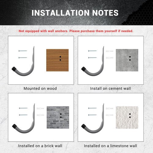 Home Master Hardware 12-Pack Heavy Duty Garage Storage Wall Hooks - Steel Utility Hooks for Ladders, Tools, Bikes | Grey