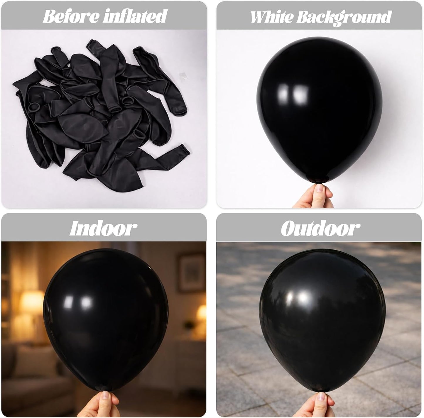 Voircoloria Black Balloon Garland Arch Kit - 90 Pack of 5/10/12/18 Inch Balloons for Weddings, Graduations & Parties