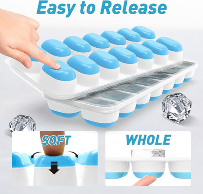 Skiennix Ice Cube Tray - Durable Stackable Design with Removable Lids | 4 Packs of 56 Easy-Release Cubes