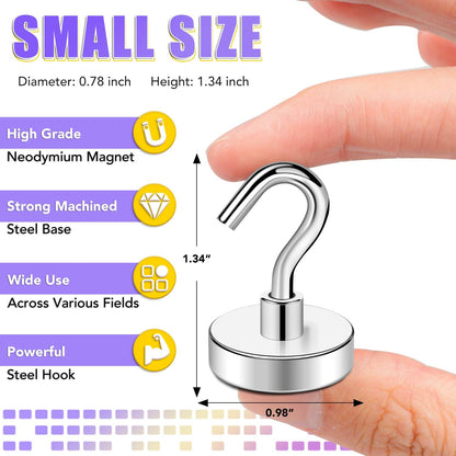 TRYMAG Strong Magnetic Hooks - Heavy Duty 6 Pack for Cruise Cabins, Kitchen, and Storage Solutions