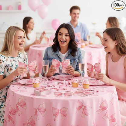 Janlaugh 200 Pcs Pink Bow Paper Napkins - Elegant Bowknot Design for Weddings & Parties