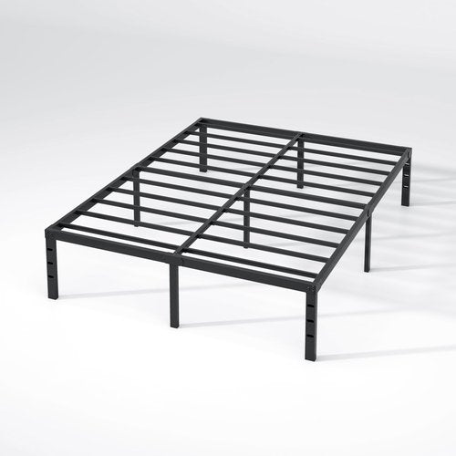 NEW JETO Metal Bed Frame,Full Size Bed Frame with Storage Space,Heavy Duty Sturdy Mattress Foundation,Easy Assembly,No Box Spring Needed, Black,16 Inch,Full